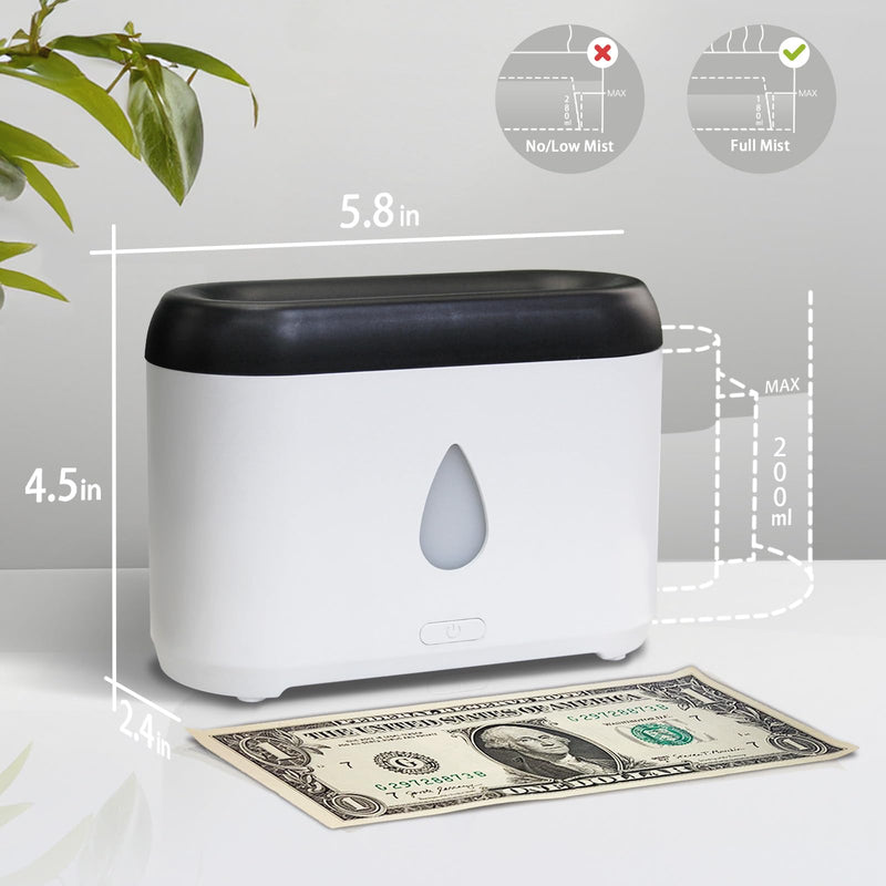 Flame Diffuser for Essential Oils | 200ml Ultrasonic Aromatherapy Diffuser with Auto-Off - Quiet Humidifier for Home, Office, Bedroom (White)