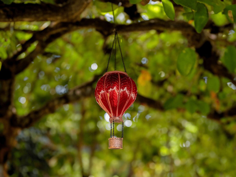 Solar Hot Air Balloon Hanging Lantern with Cool Flame Effect