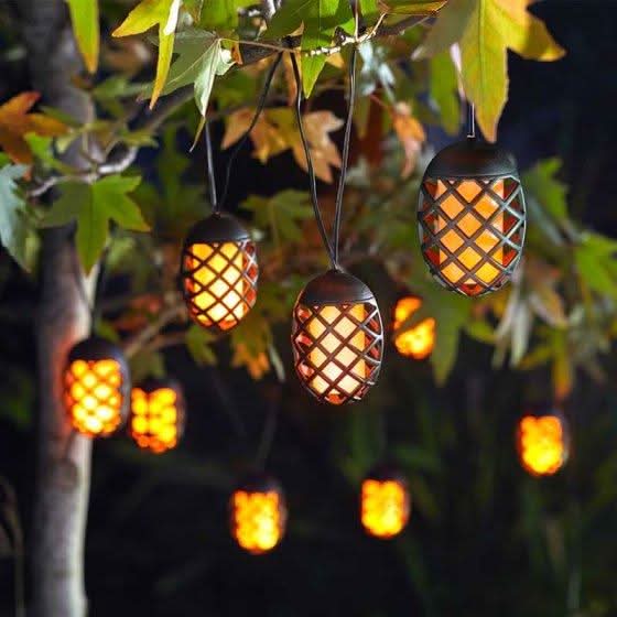 Flame Effect Solar String Lights 50 Multicoloured LEDs 5.5m