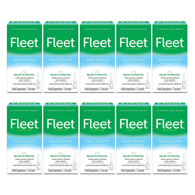 Fleet Liquid Glycerin Suppositories, 4 Count (Pack of 10)