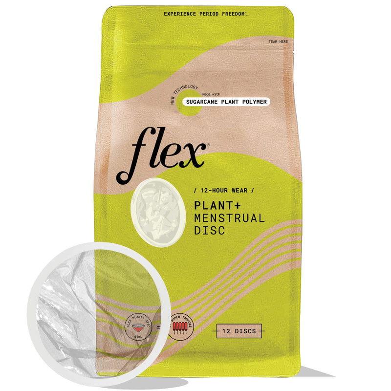 FLEX Plant Plus Disc | Plant-Based Menstrual Disc (12 Count) — Capacity of 5+ Super Tampons