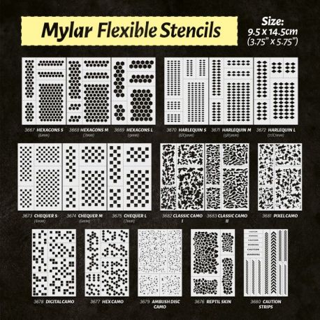 Green Stuff World - Mylar Flexible Stencils HARLEQUIN Medium (9x5mm)