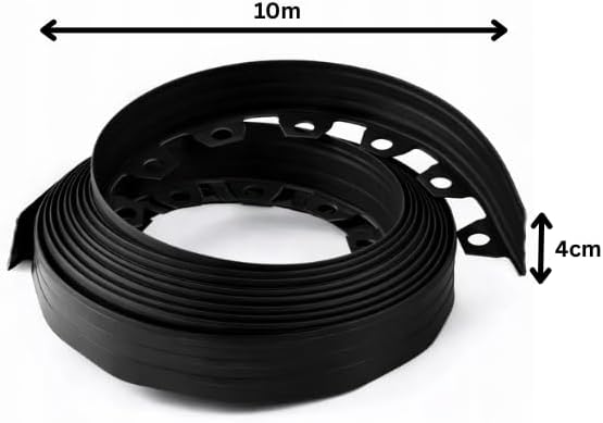 10m Flexible Lawn Edging Border with 20 Pegs Black