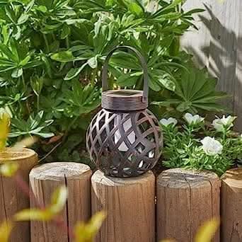 Cool Flame Solar Hanging Lantern Bronze Effect Outdoor Light 20cm