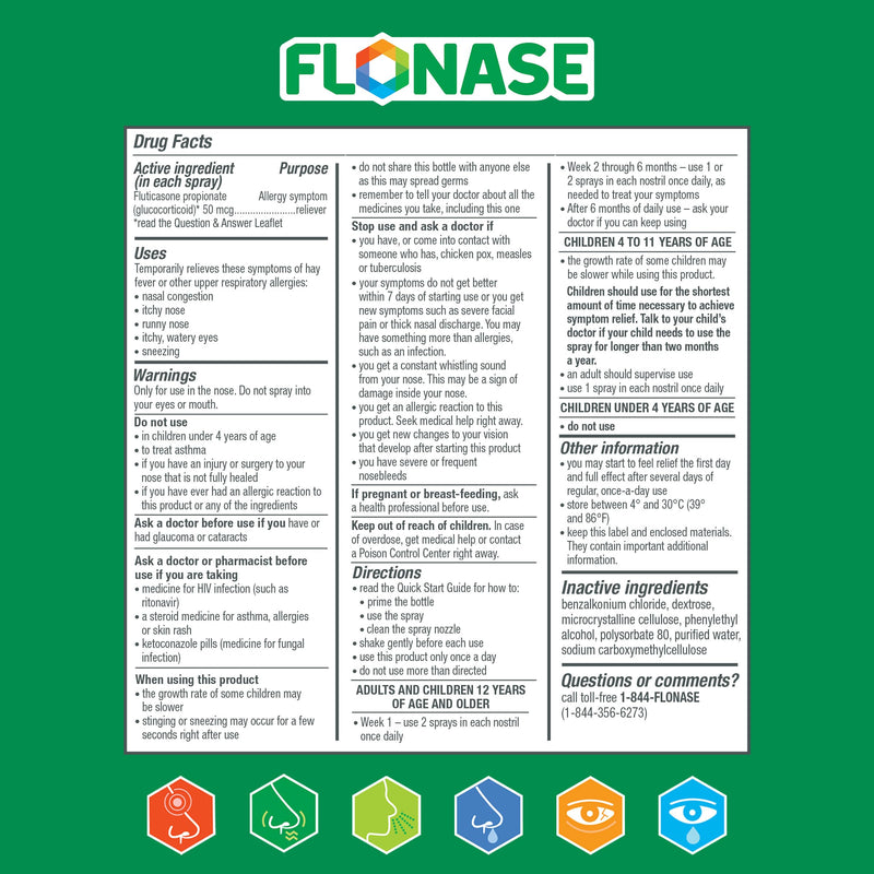 Flonase Children’s Allergy Relief Nasal Spray – 24-Hour Non-Drowsy Relief for Kids (72 Sprays)