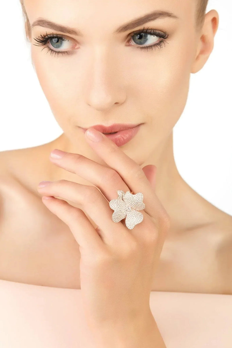 Flower Cocktail Ring Rosegold