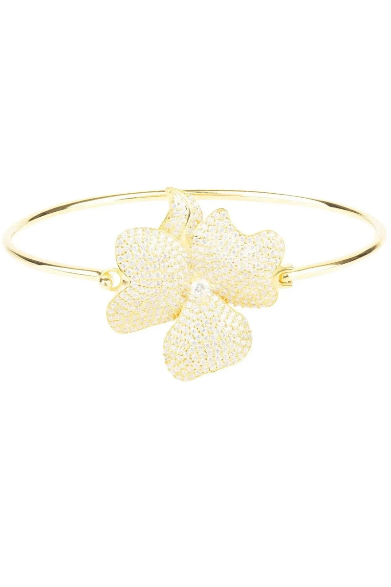 Flower Large Statement Cuff Bracelet Gold