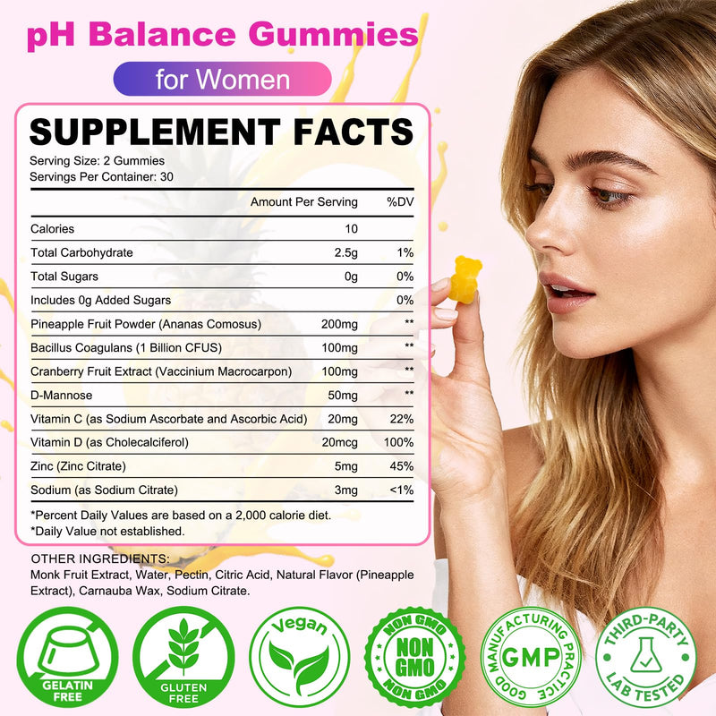 Flyrocer Feminine Balance Gummies – PH Balance & Vaginal Flora Support (60 Count) – Vegan