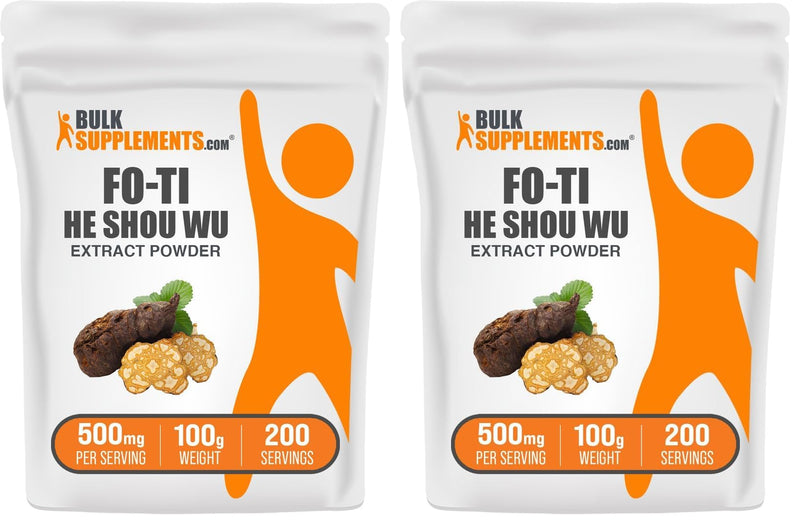 BulkSupplements Fo-Ti Extract Powder – 500 mg per Serving, 100 g (3.5 oz) Pack of 2 | Gluten Free Fo-Ti Root Powder (He Shou Wu)