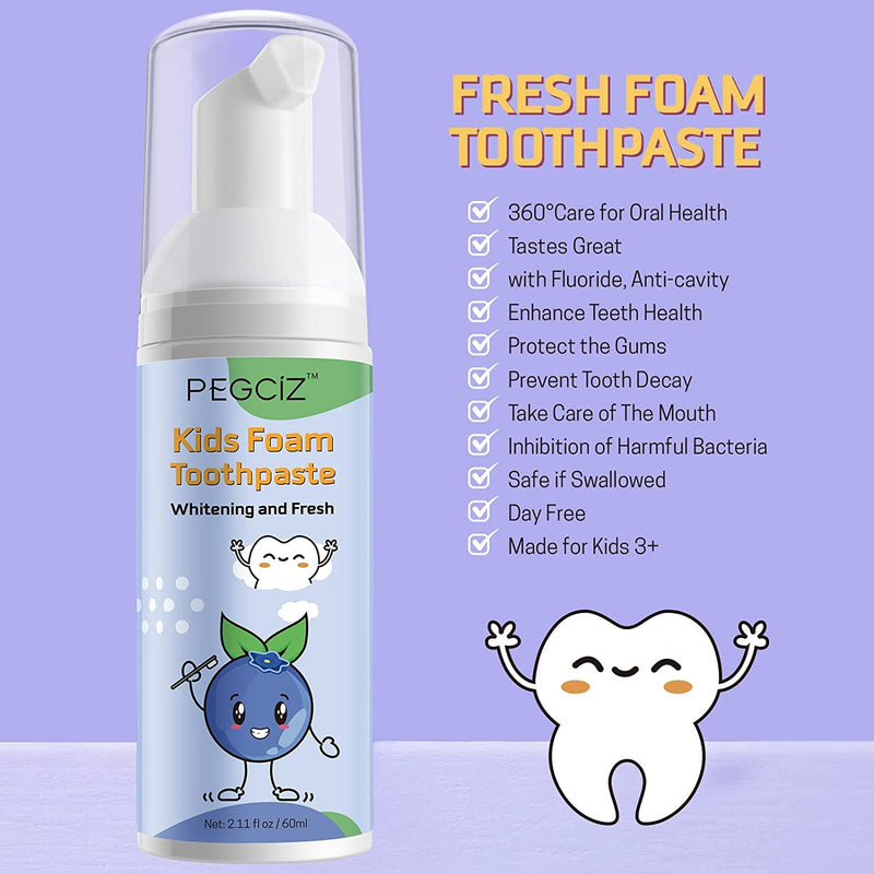 Kids Foam Toothpaste with Low Fluoride – Fruit Flavors (3 Pack)