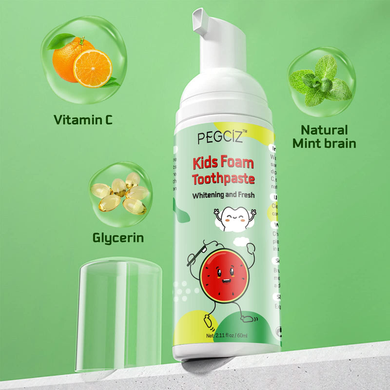 Kids Foam Toothpaste – Fruit-Flavored Fluoride Toddler Paste for U-Shape & Electric Toothbrushes | 360ºCare