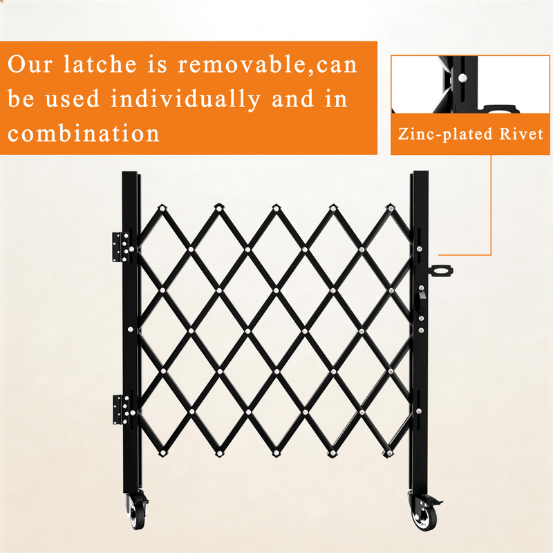 Foldable Security Gate, Expandable Safety Barrier with 360° Swivel Casters Lockable Design, Portable Mobile Rolling Barricade for Garage, Warehouse, Driveway and Pool Areas (51.57" H x 74" W) - InStock