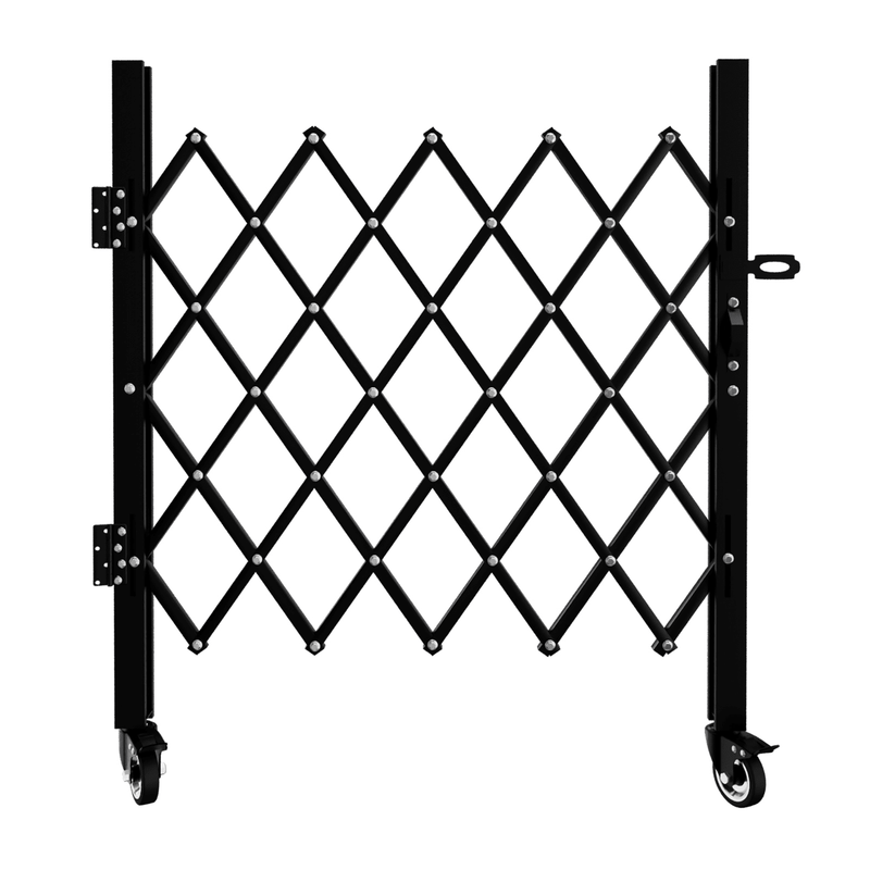 Foldable Security Gate, Expandable Safety Barrier with 360° Swivel Casters Lockable Design, Portable Mobile Rolling Barricade for Garage, Warehouse, Driveway and Pool Areas (51.57" H x 74" W) - InStock