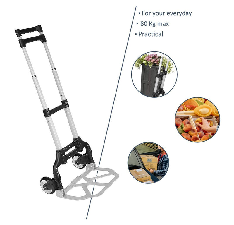 Foldable Hand Trolley UK – 80kg Lightweight Portable Cart