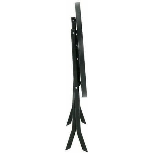 40cm Black Round Folding Side Table Steel Frame Glass Top