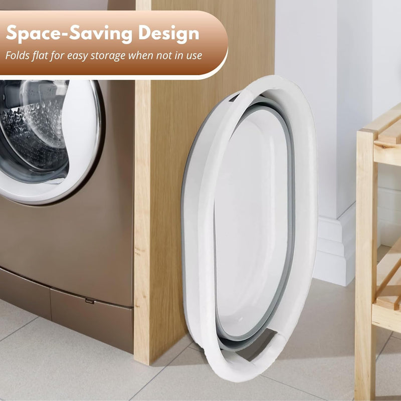 22L Collapsible Laundry Basket with Handles Space Saving Grey
