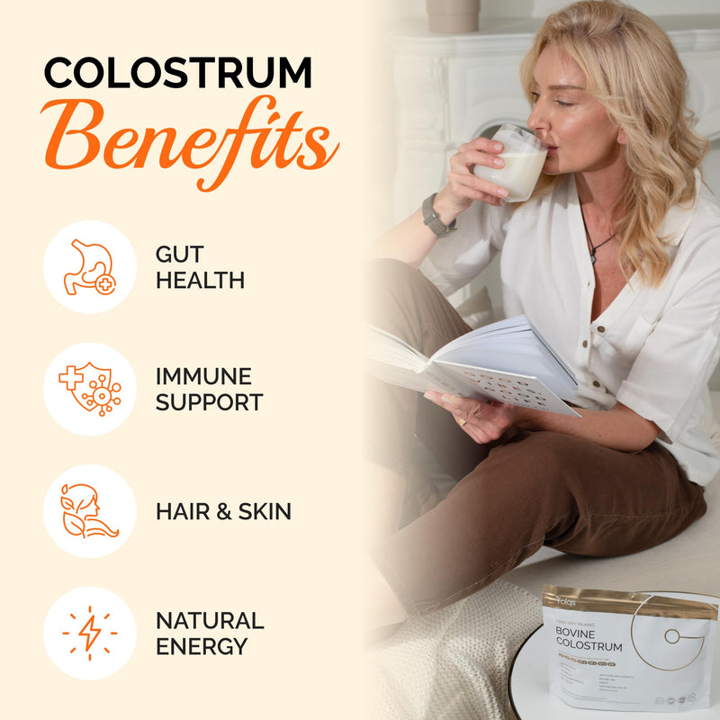 Folqs Bovine Colostrum Powder — First-Day Milking for Immune & Gut Support, 60 Servings, Made in USA