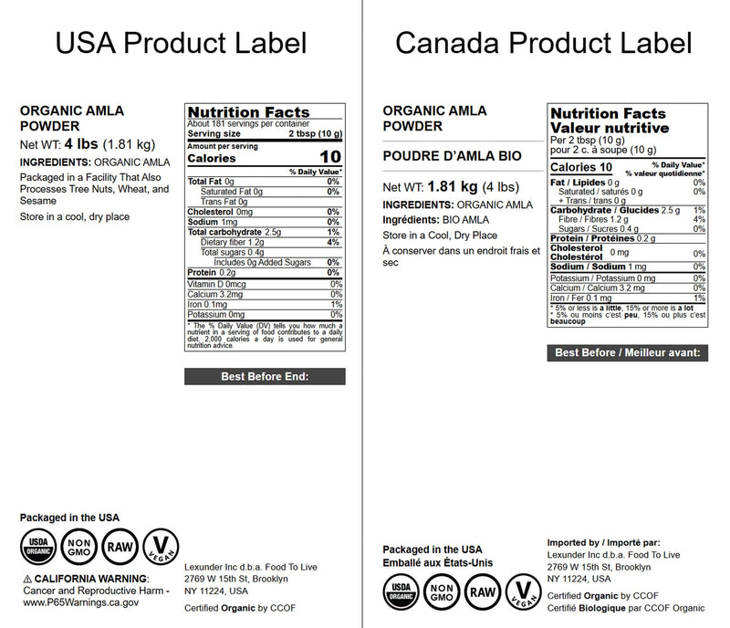 Food to Live Organic Amla Powder (Amalaki) - 4 lb, Non-GMO, Raw & Vegan