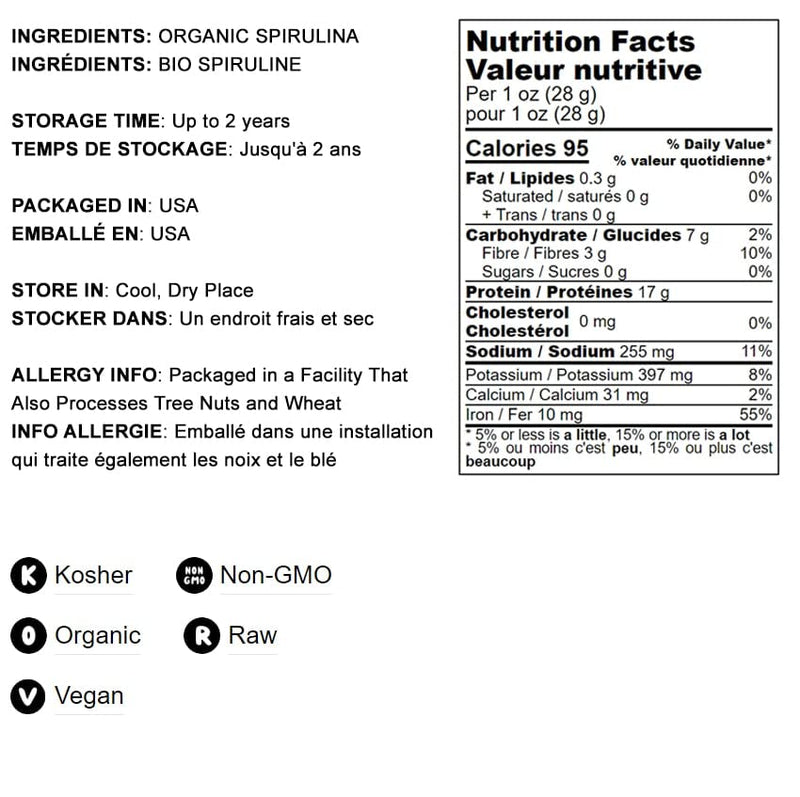 Food to Live Organic Spirulina Powder - 4 lb | Non-GMO, Kosher, Raw