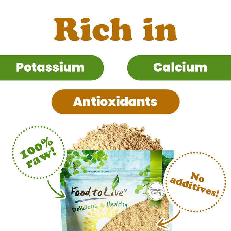Food to Live Yellow Maca Powder, 2 Pounds – Raw Ground Maca Root, Vegan, Kosher, Keto, Non-Gelatinized, Bulk, Rich in Vitamin C