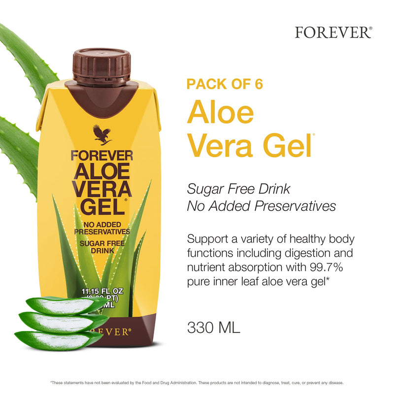 Forever Living Aloe Vera Gel – 99.7% Pure Inner Leaf, Preservative-Free, 11.15 fl oz (Pack of 6)