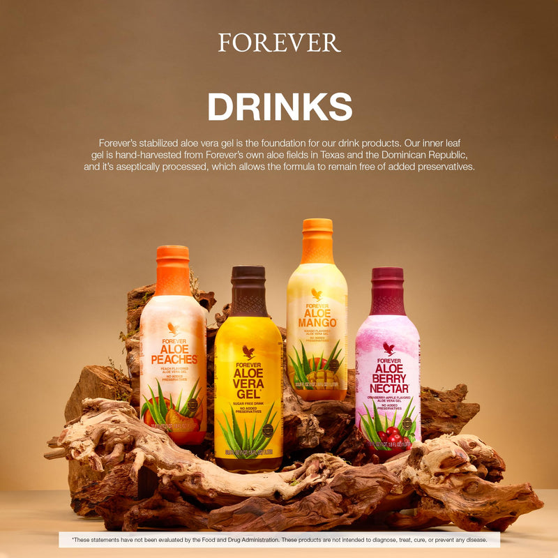Forever Living - Aloe Peaches - Pure Aloe with Real Peach Flavor - Supports Digestion and Immunity - Vegan and Gluten-Free - 33.8 fl oz (2-Pack)