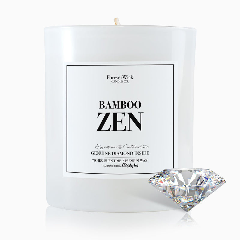 Foreverwick Bamboo Zen Candle – Diamond Gift, Aromatherapy, 70 Hours