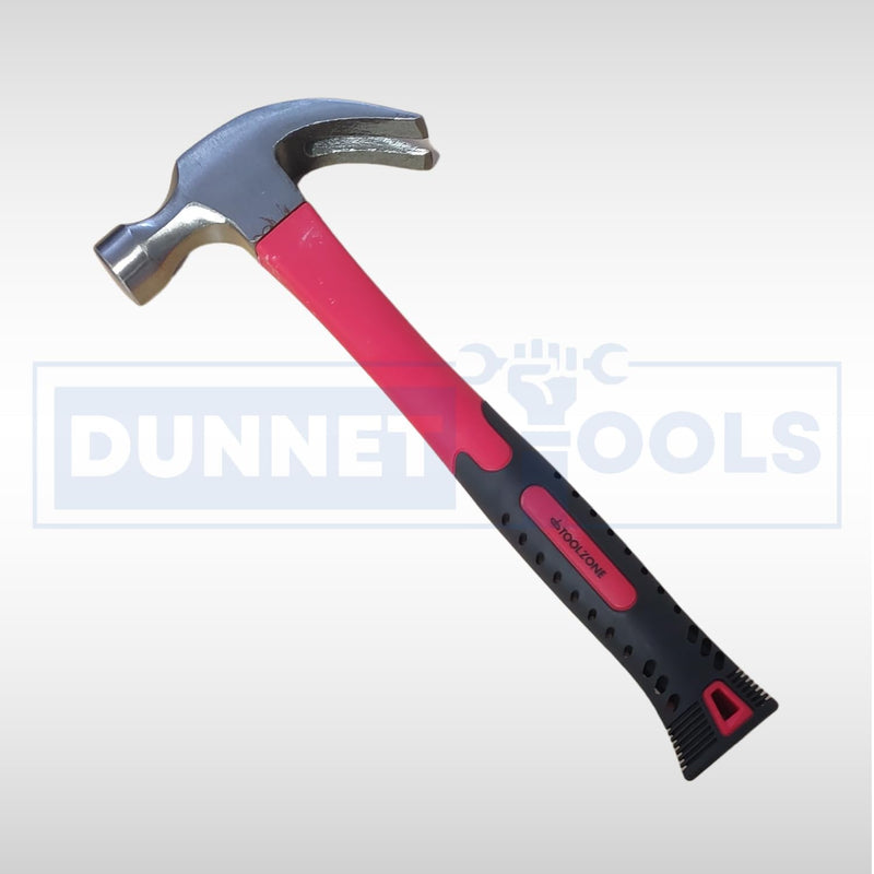 20oz Fibreglass Claw Hammer with Rubber Grip Handle