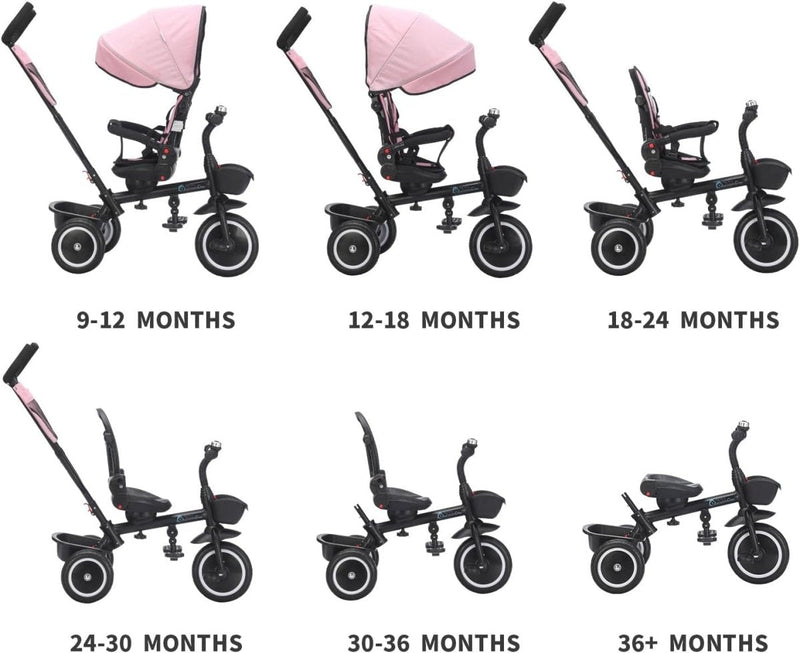 Foryourlittleone 6 in 1 Trike V3 - Pink (9 months - 5 years)