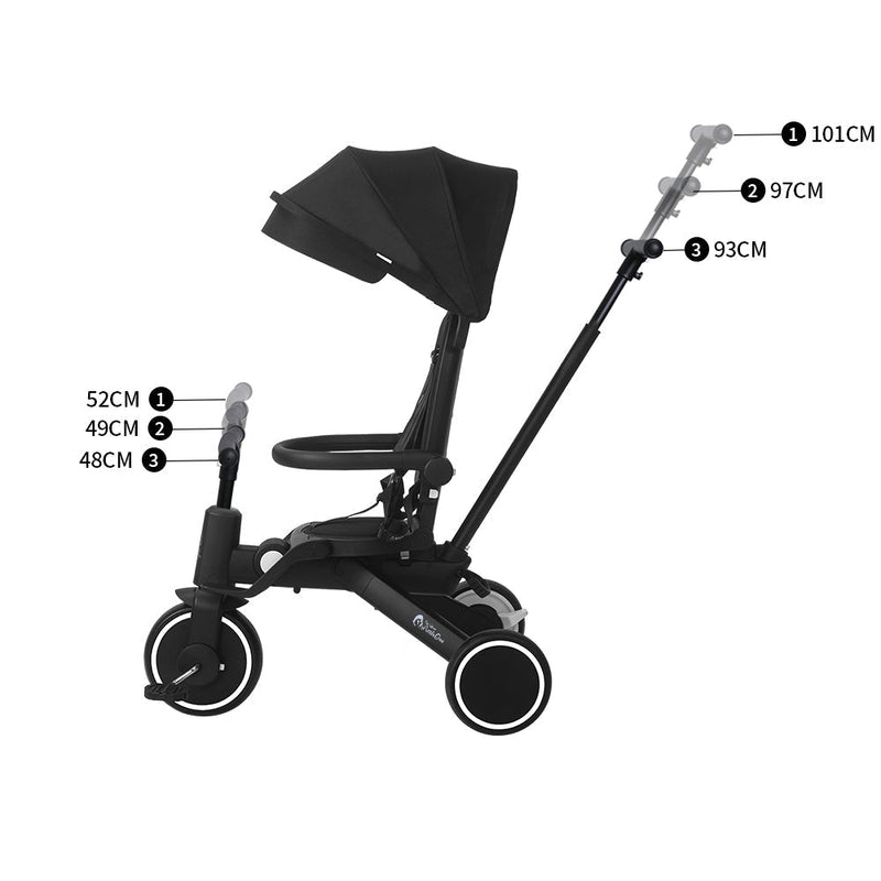 Foryourlittleone Xplor 6 in 1 Foldable Trike - Jet Black (10m-4y)