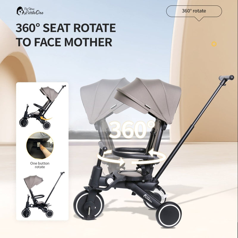 Foryourlittleone Xplor Plus 6 in 1 Foldable Trike - Grey Olive (10m-4y)