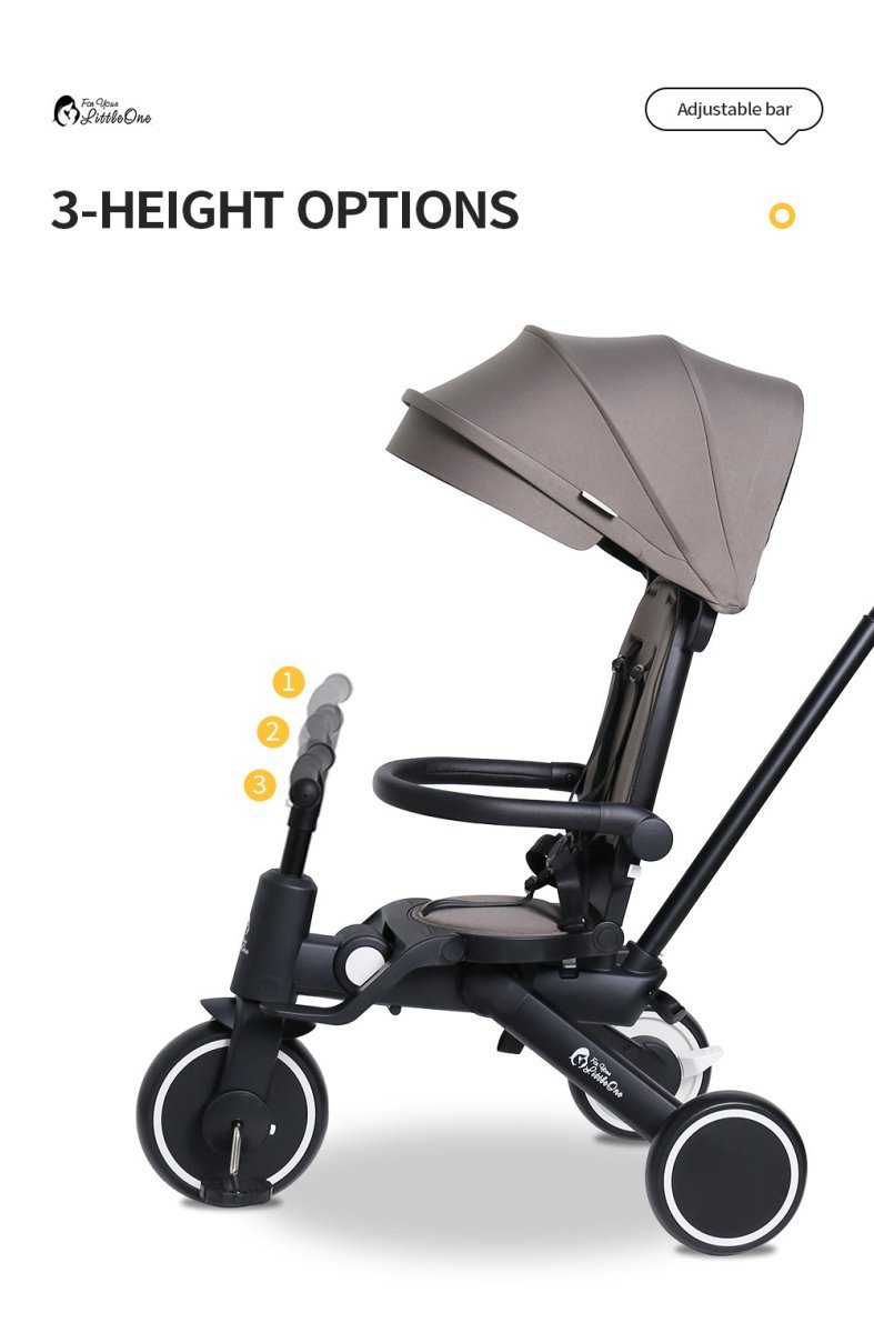Foryourlittleone Xplor Plus 6 in 1 Foldable Trike - Jet Black (10m-4y)