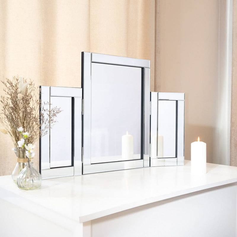 Luxury Tri Fold Dressing Table Mirror Freestanding Vanity Mirror