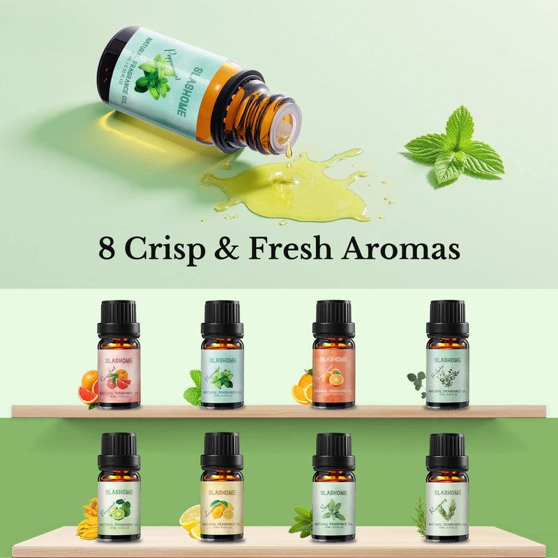 Fresh Essential Oils Set – 8 Pcs Aromatherapy Oils for Diffuser, Candles & Gifts