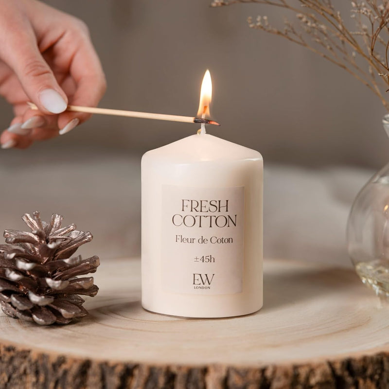 Fresh Cotton Scented Soy Wax Pillar Candle