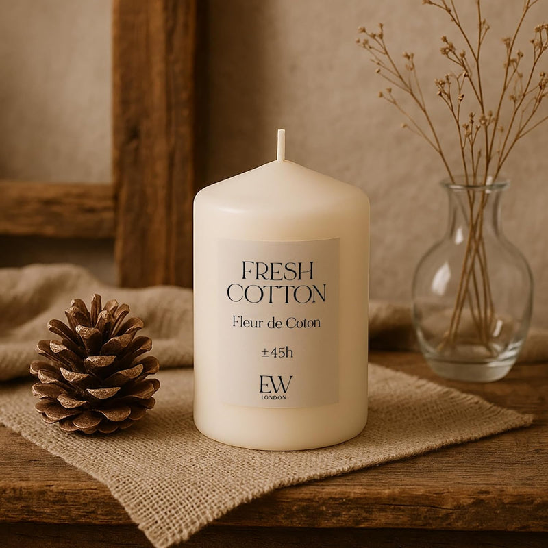 Fresh Cotton Scented Soy Wax Pillar Candle