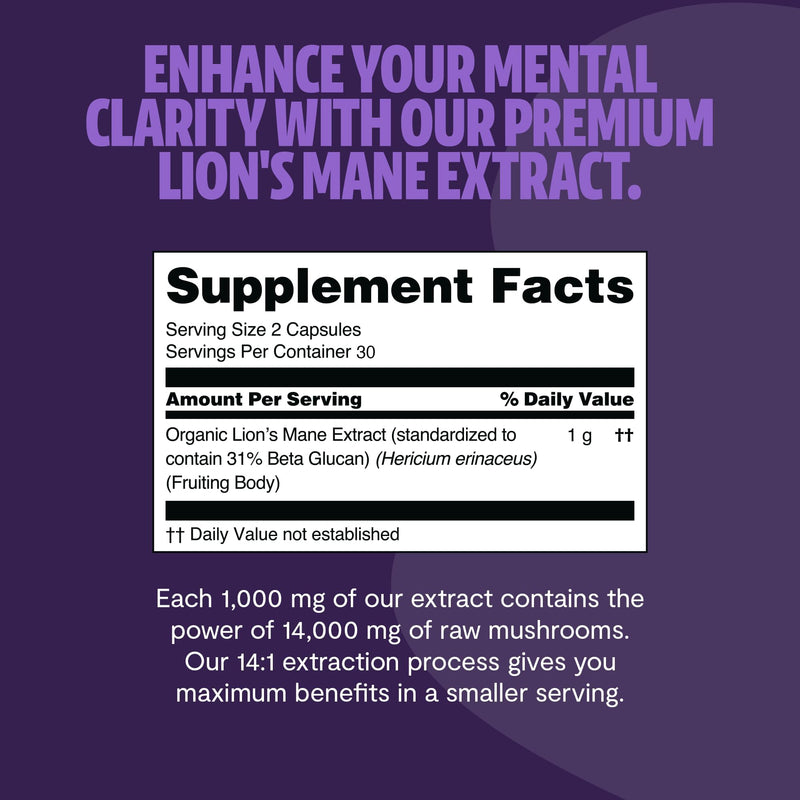 FreshCap Lions Mane Supplement Capsules 14,000mg — Brain Support, Memory & Focus (180 Capsules)
