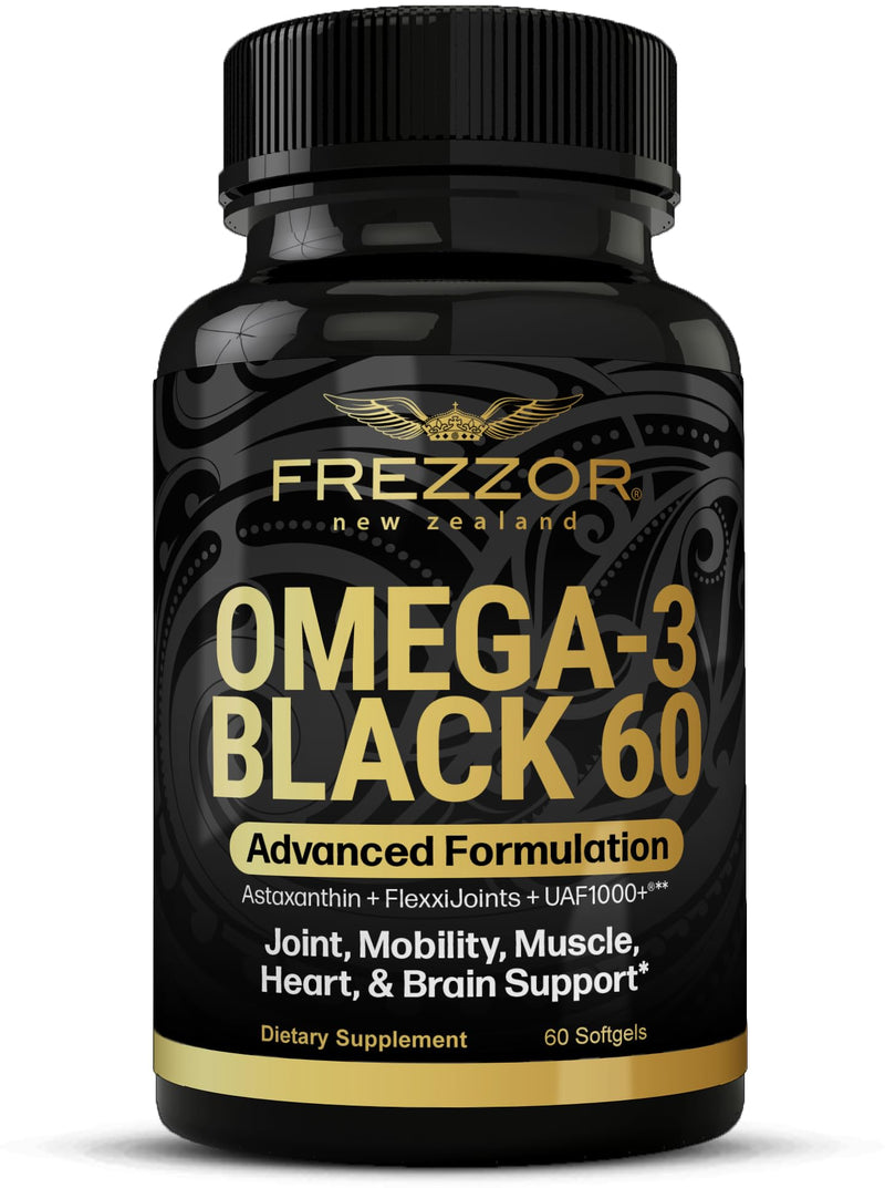 FREZZOR Omega 3 Black – Joint Comfort, NZ Green-Lipped Mussel Oil, 60 Softgels