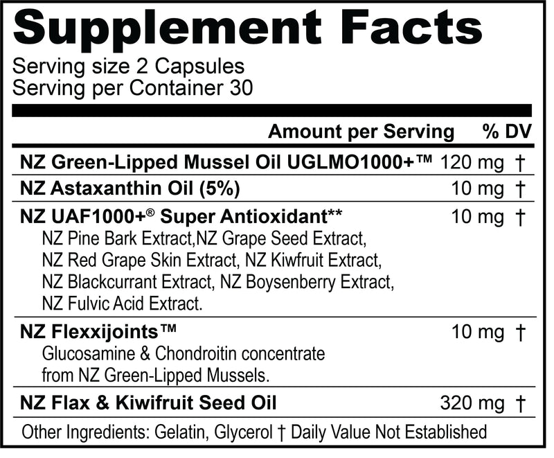 FREZZOR Omega 3 Black – Joint Comfort, NZ Green-Lipped Mussel Oil, 60 Softgels