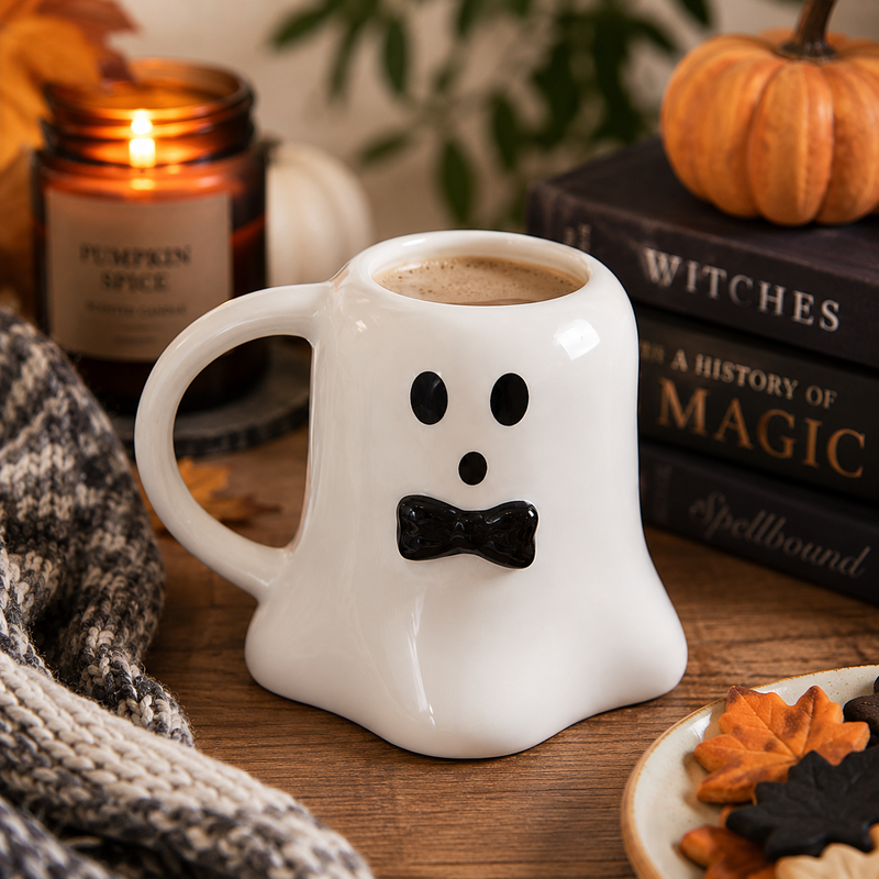 Halloween Ghost Mug With Bow Tie