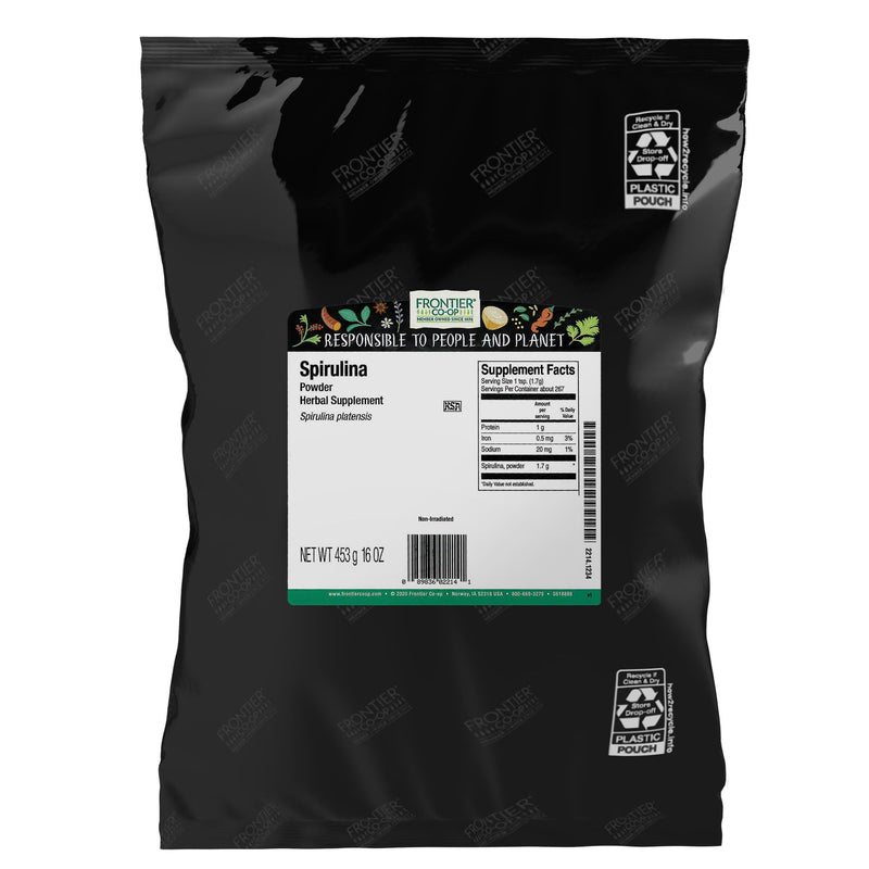 Frontier Co-op Spirulina Powder, Kosher, Non-Irradiated | 1 lb Bulk Bag | Spirulina platensis Geitler
