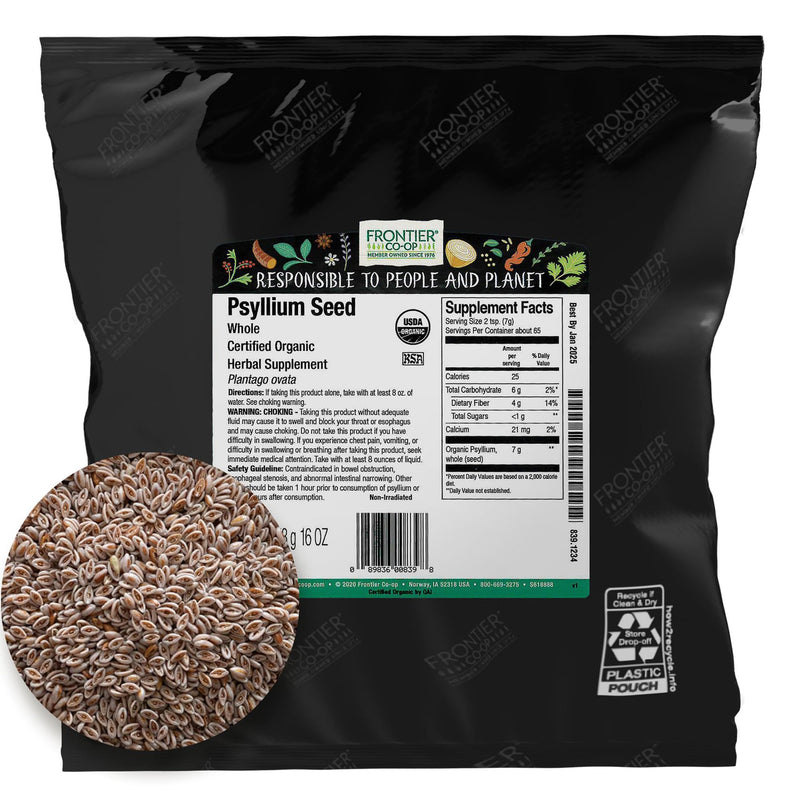 Frontier Co-op Organic Whole Psyllium Seed 1lb