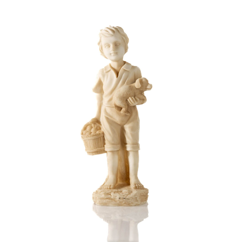 Standing Boy and Girl Garden Statues Set Stone Effect Resin Figures