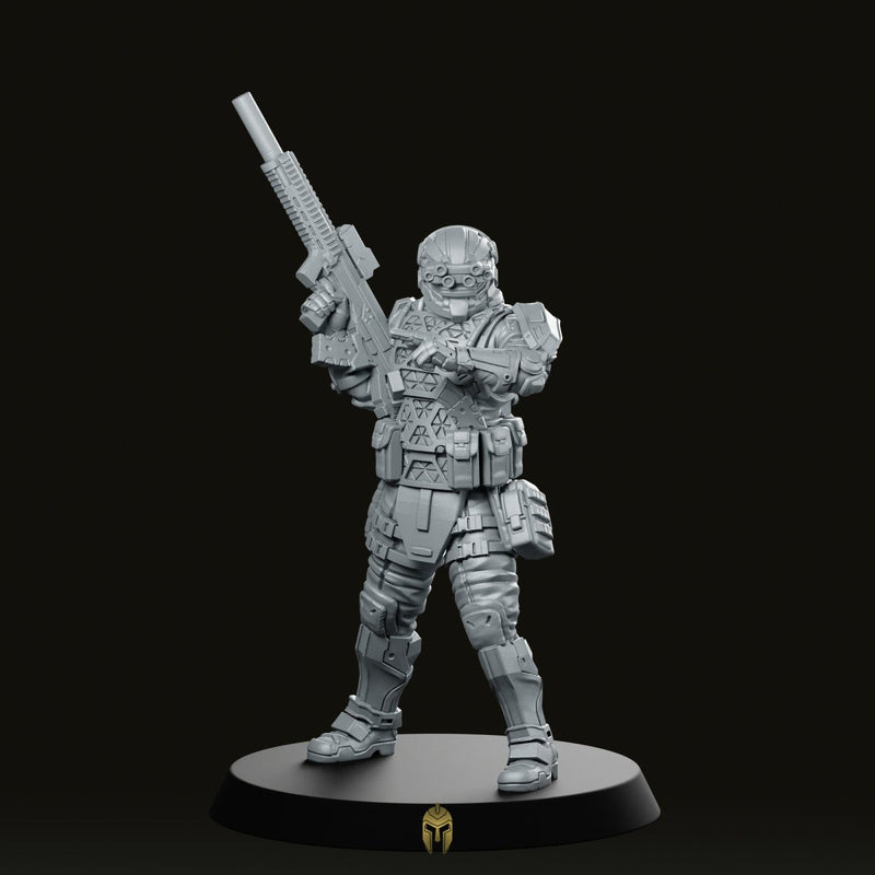 Frostbyte Cyberpunk Miniature Tactical Soldier Rifle Trooper