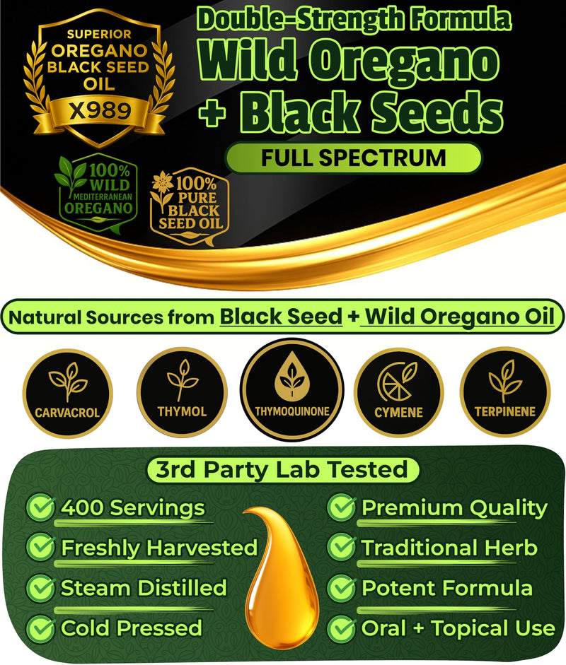 SUPERIOR FULVIC HUMIC X935 – Oil of Oregano with Black Seed Oil Drops, 400 Servings, 2-in-1 Organic Liquid