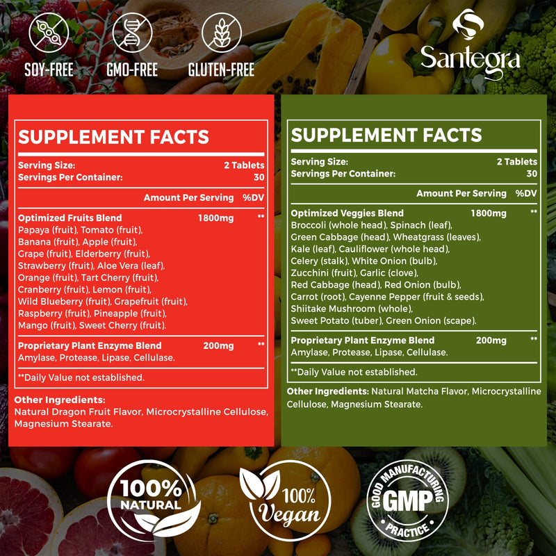 2000 MG Fruit & Veggies Supplement – 35+ Fruits & Vegetables, 120 Tablets