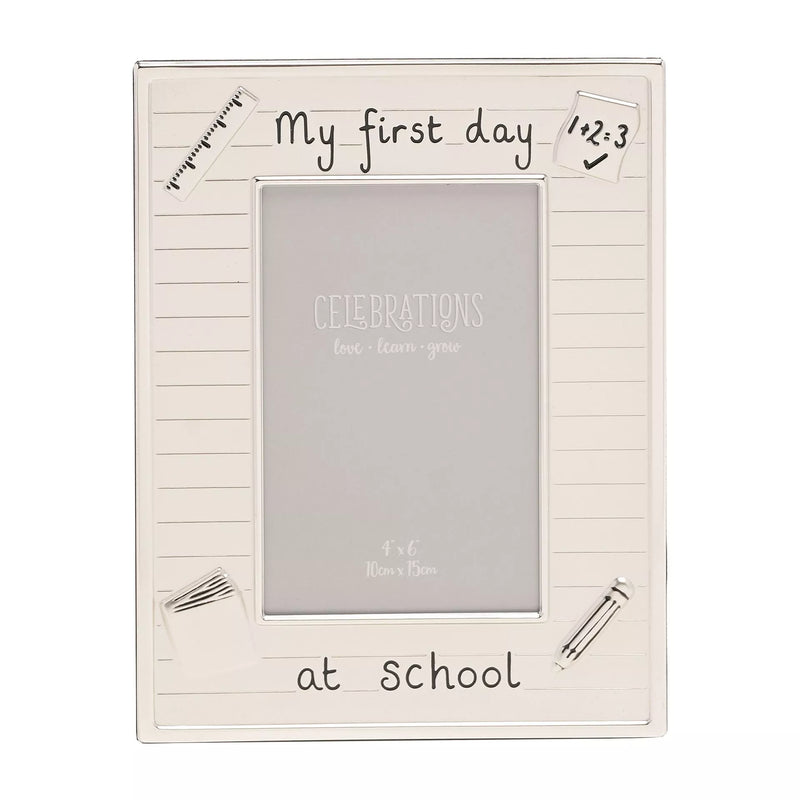CELEBRATIONS® Silver plated My First Day at School Photo Frame – 6x4 Inch School Keepsake