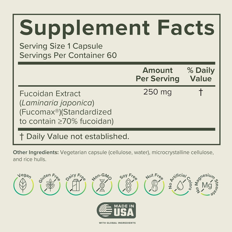 Prominent Nutrition Fucoidan – Gut Health & Immune Support, 250mg, 60 Count | Premium Brown Seaweed Extract