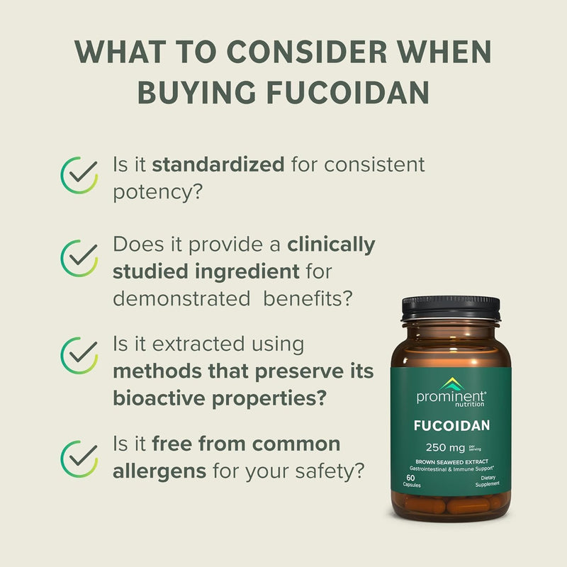 Prominent Nutrition Fucoidan Gut Health & Immune Support Supplement – 250mg, 60 Count – Premium Brown Seaweed Extract – 2 Pack