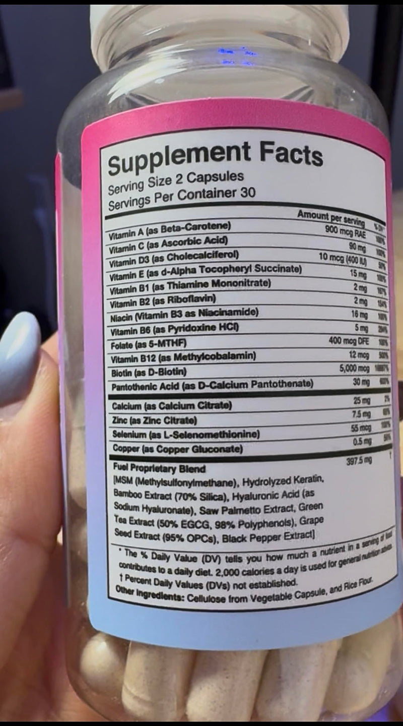 Fuel Beauty+ 24-in-1 Hair, Skin & Nails Vitamins for Women – 60 Capsules